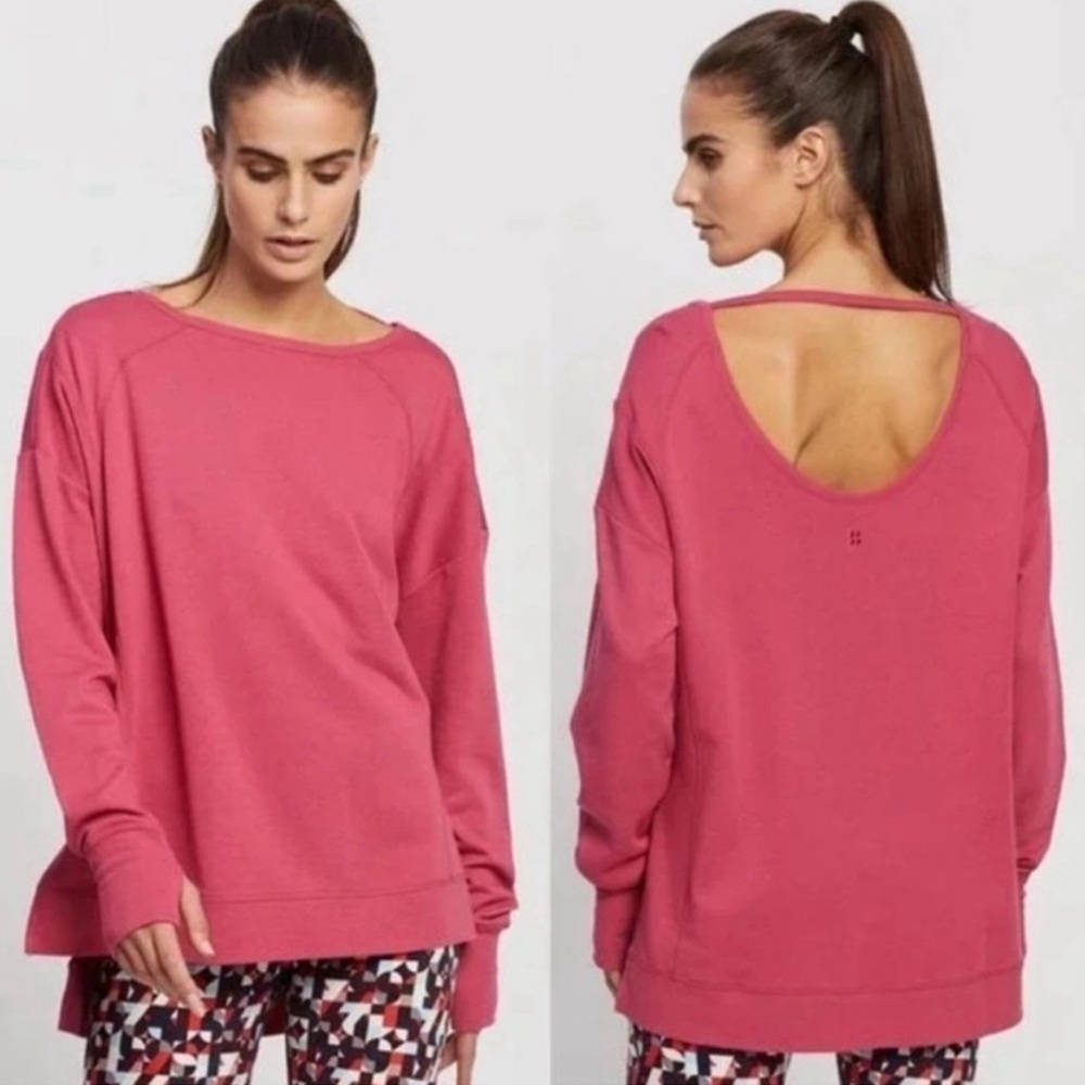 Sweaty Betty After Class Sweatshirt Pullover - Open Back - Purple - size Medium - Picture 2 of 11